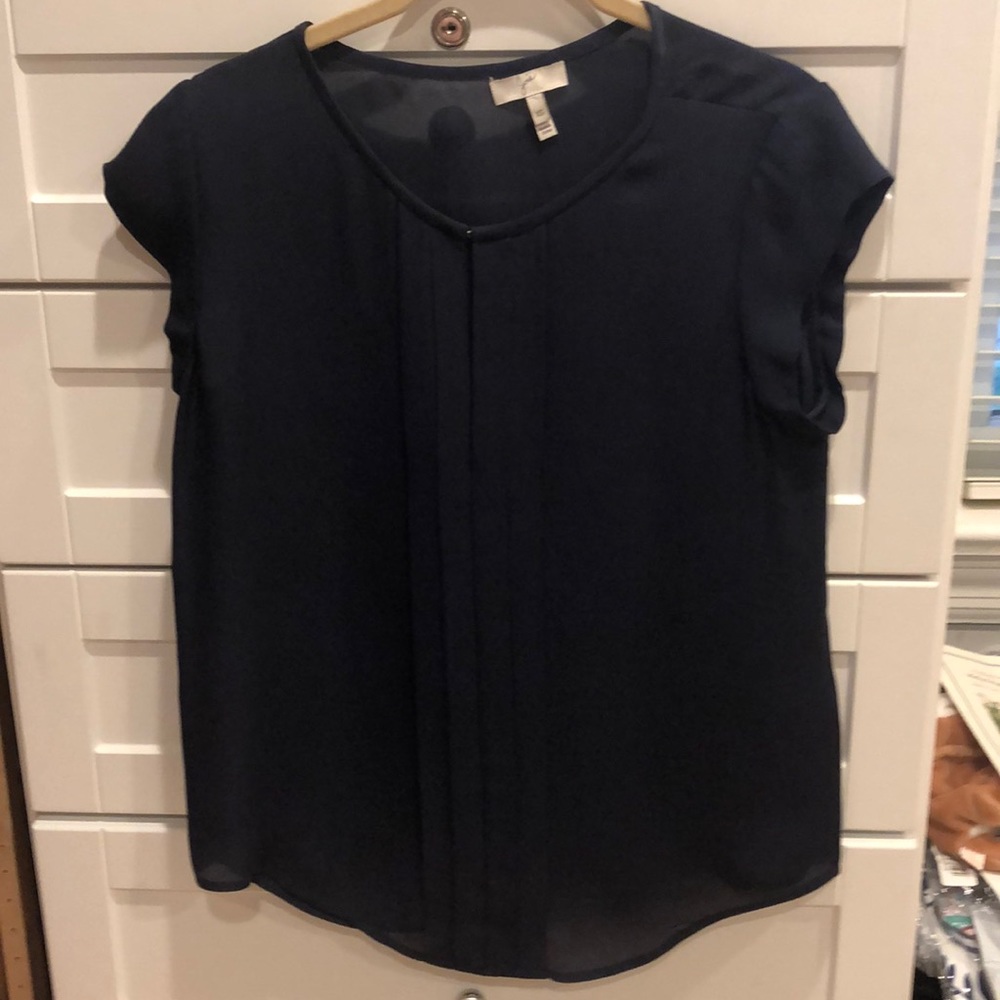 Joie xs navy silk short sleeve top